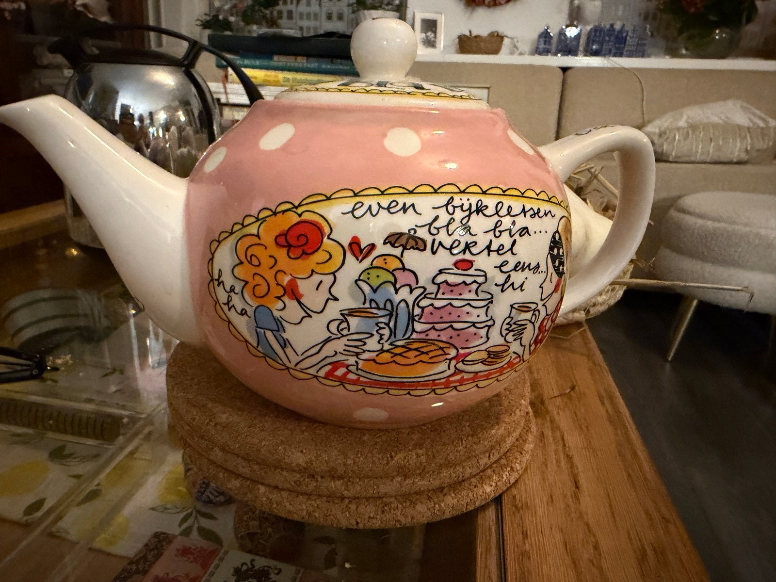 Blond Amsterdam theepot Even bijkletsen, Ophalen of Verzenden