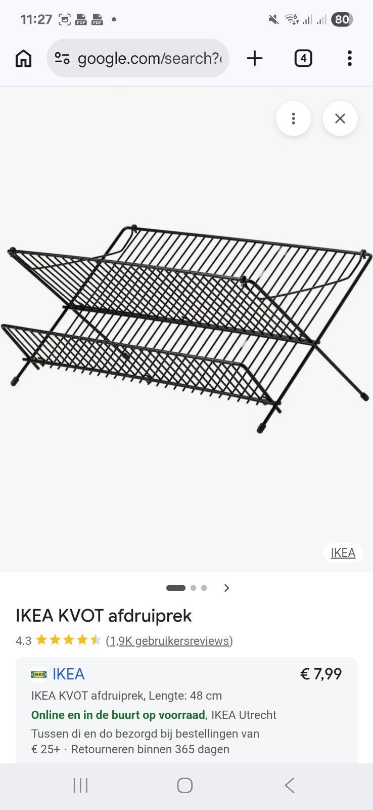 IKEA KVOT afdruiprek metaal (niet zwart), Huis en Inrichting, Ophalen of Verzenden