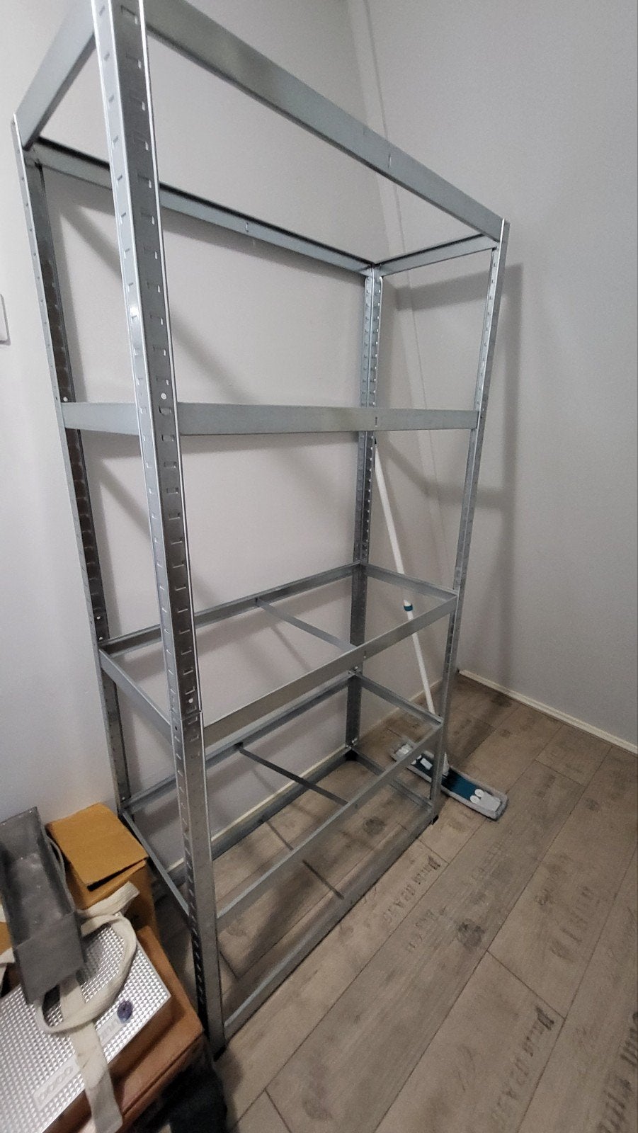 Metalen opbergrek met 5 MDF planken, Ophalen, Gebruikt
