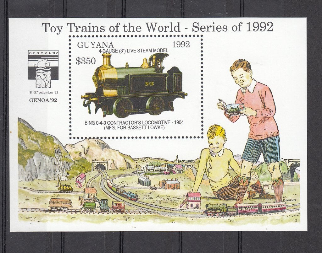 Treinen Guyana 1992 Mi nr blok 210, Bing 0-4-0, Ophalen of Verzenden, Postfris, Treinen