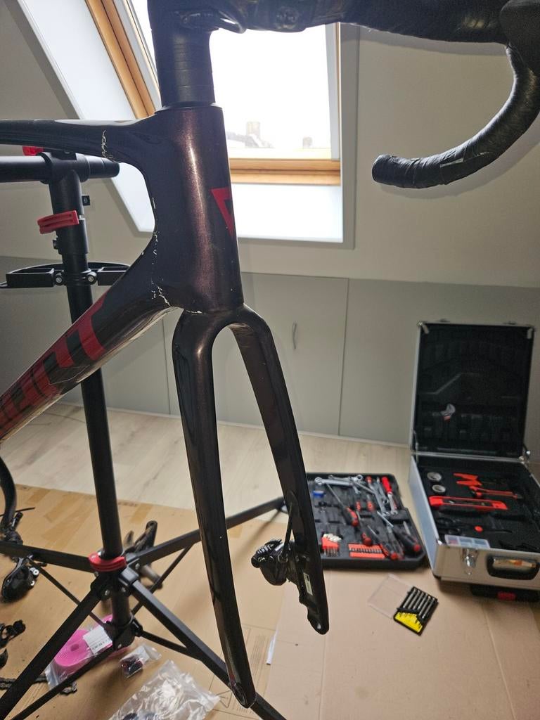 Giant Defy carbon voorvork met lagers, spacers, stem en stuu, Fietsen en Brommers, Fietsonderdelen, Ophalen of Verzenden, Gebruikt