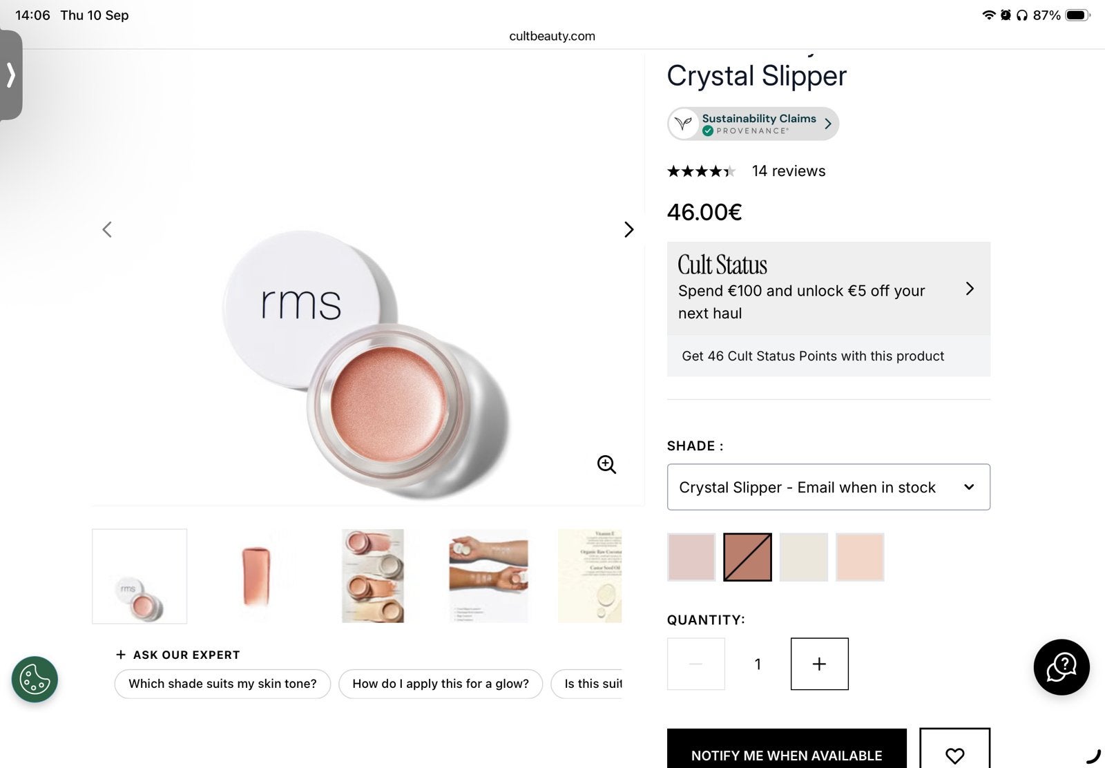 RMS Beauty Crystal Slipper Luminizer, Overige kleuren, Gehele gezicht, Nieuw, Ophalen of Verzenden