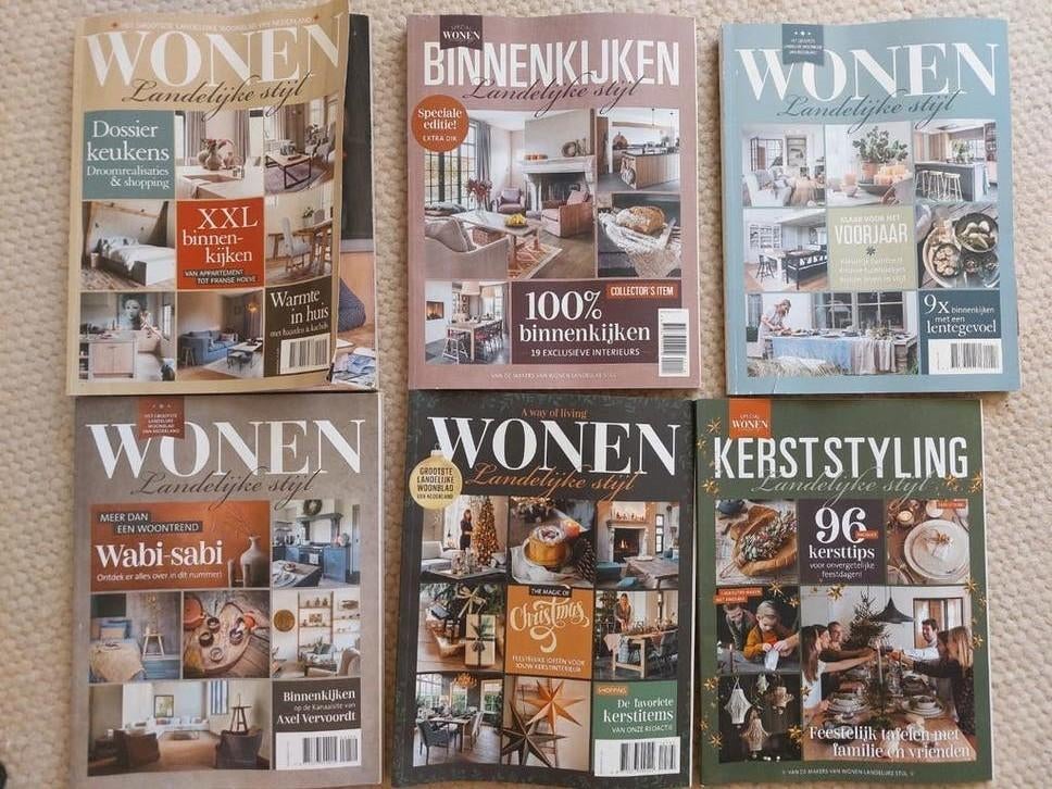 6 x tijdschrift WONEN Landelijke Stijl, Ophalen of Verzenden, Zo goed als nieuw, Overige typen