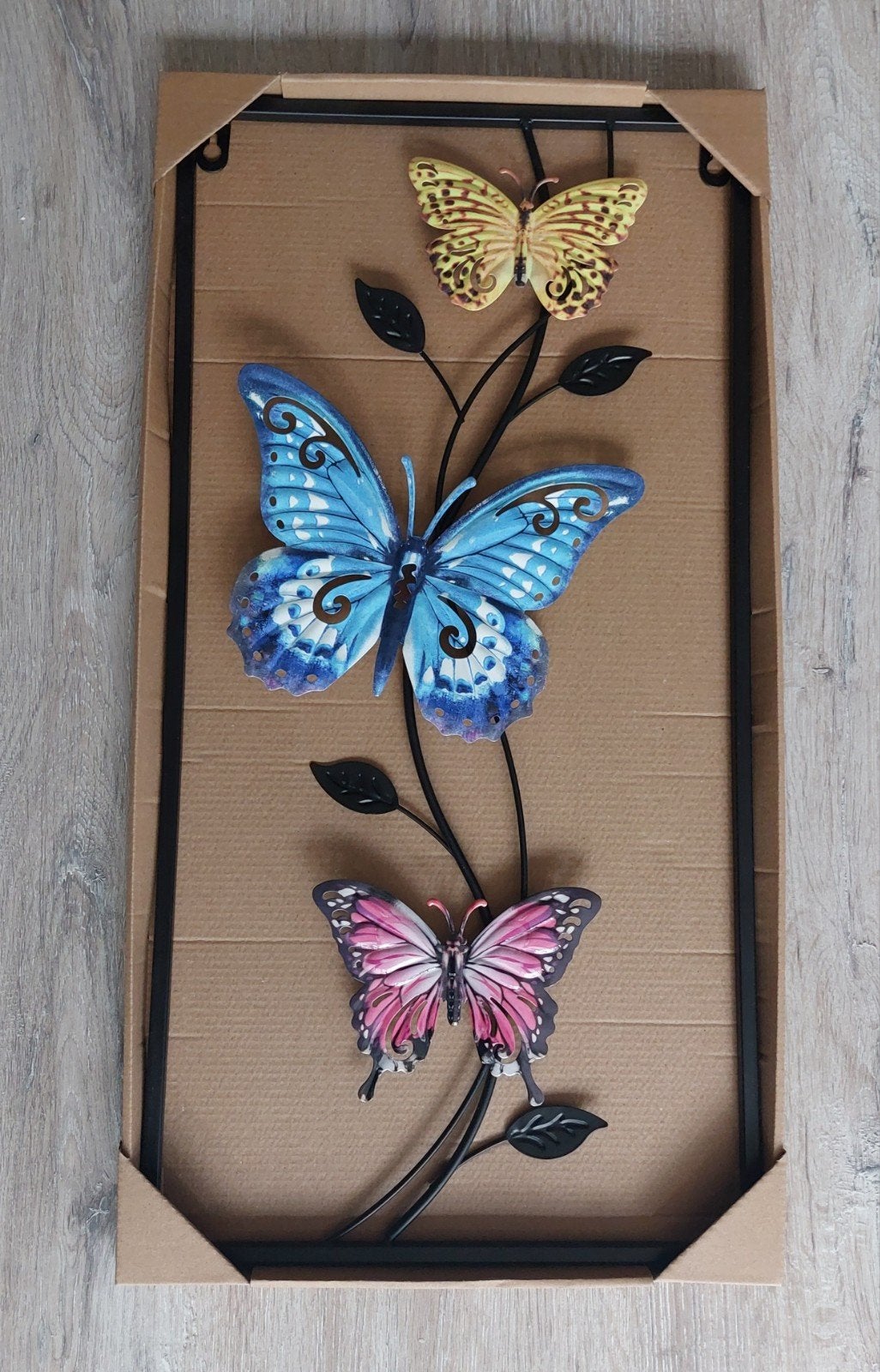 Wanddecoratie met kleurrijke vlinders - Metaal, Ophalen, Metaal, 29 cm, Modern