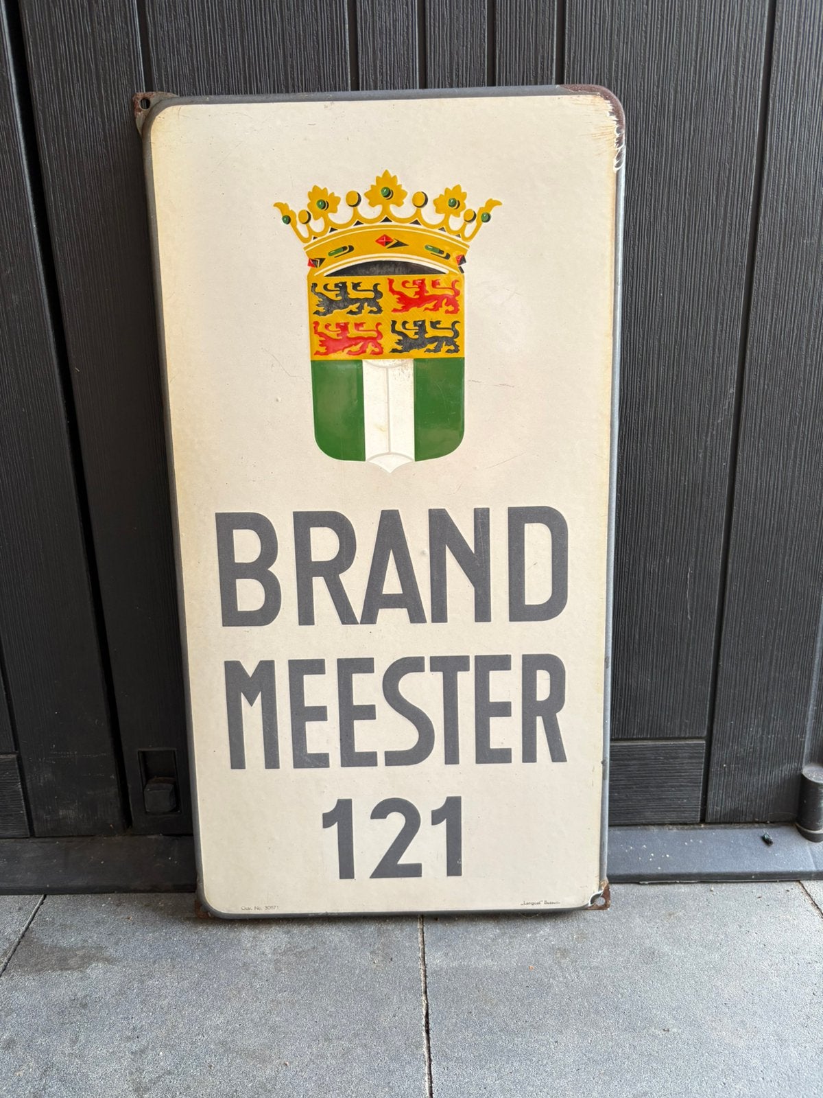 Emaille bord brandmeester, Verzamelen, Ophalen of Verzenden, Gebruikt, Reclamebord