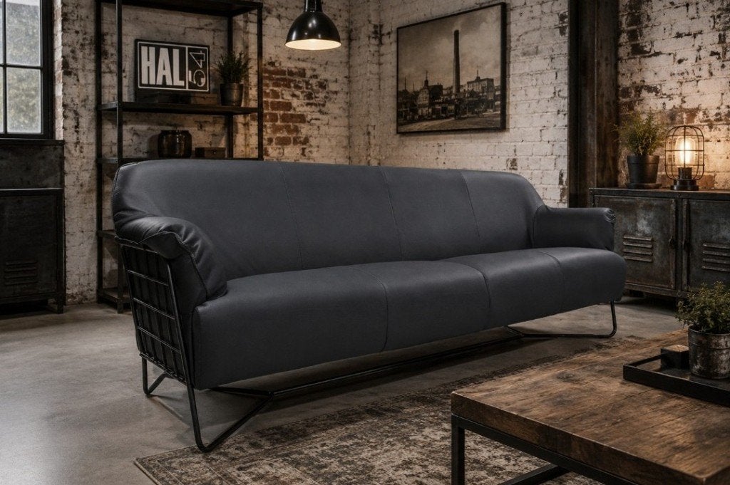 Gave bank eetkamerbank RAZ Jess Design metaal leer zwart