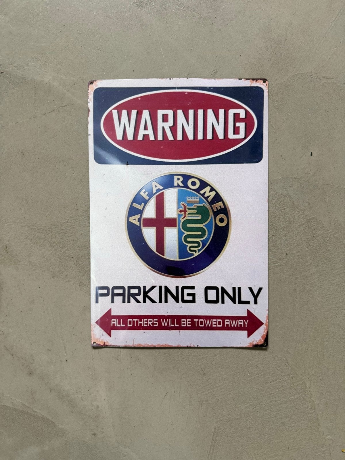 Alfa Romeo Parking Only Waarschuwingsbord, Verzamelen, Ophalen, Gebruikt, Auto's