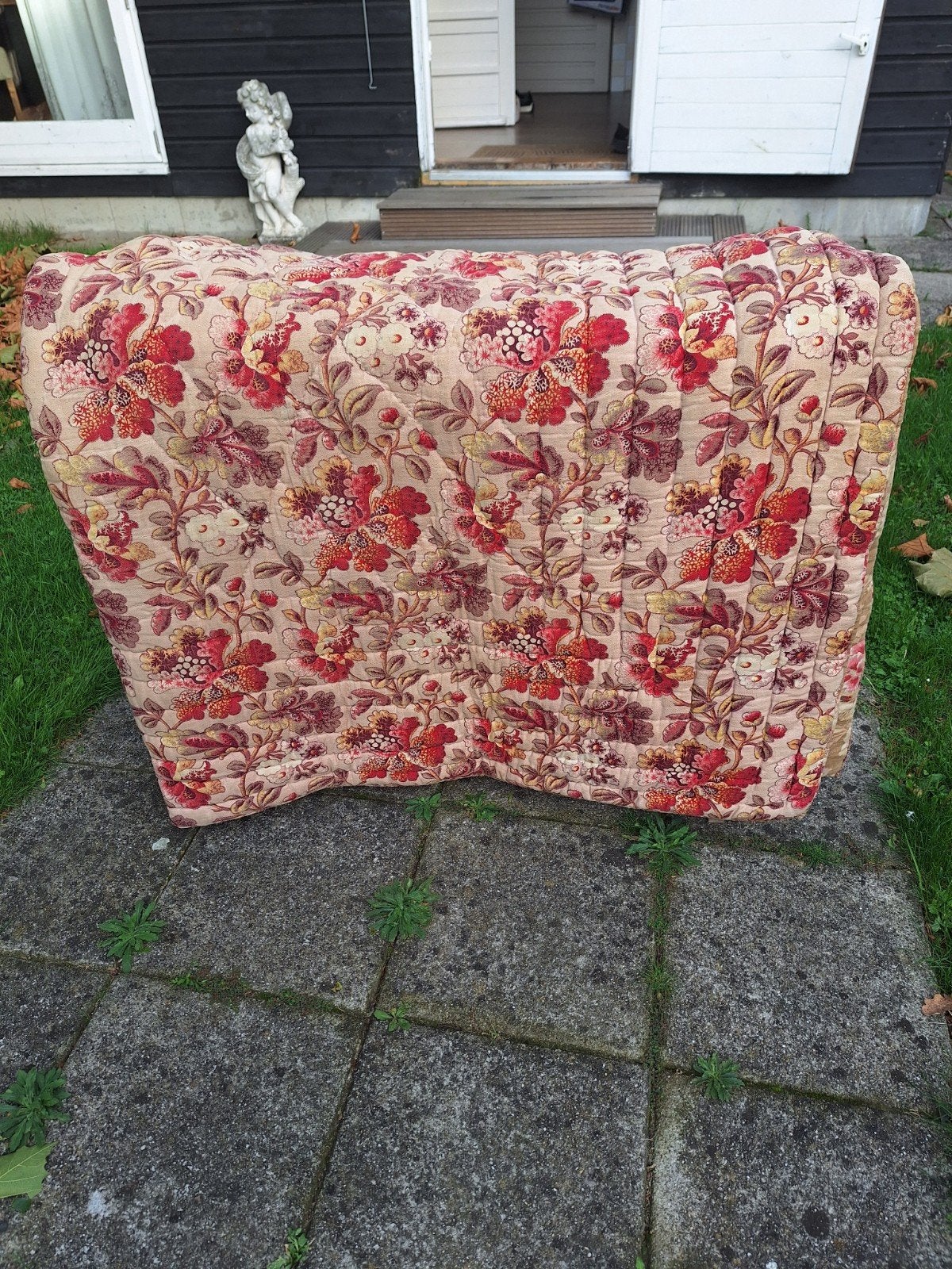 Oude Franse Bedsprei met Herfstkleuren - 220x190 cm, Ophalen of Verzenden