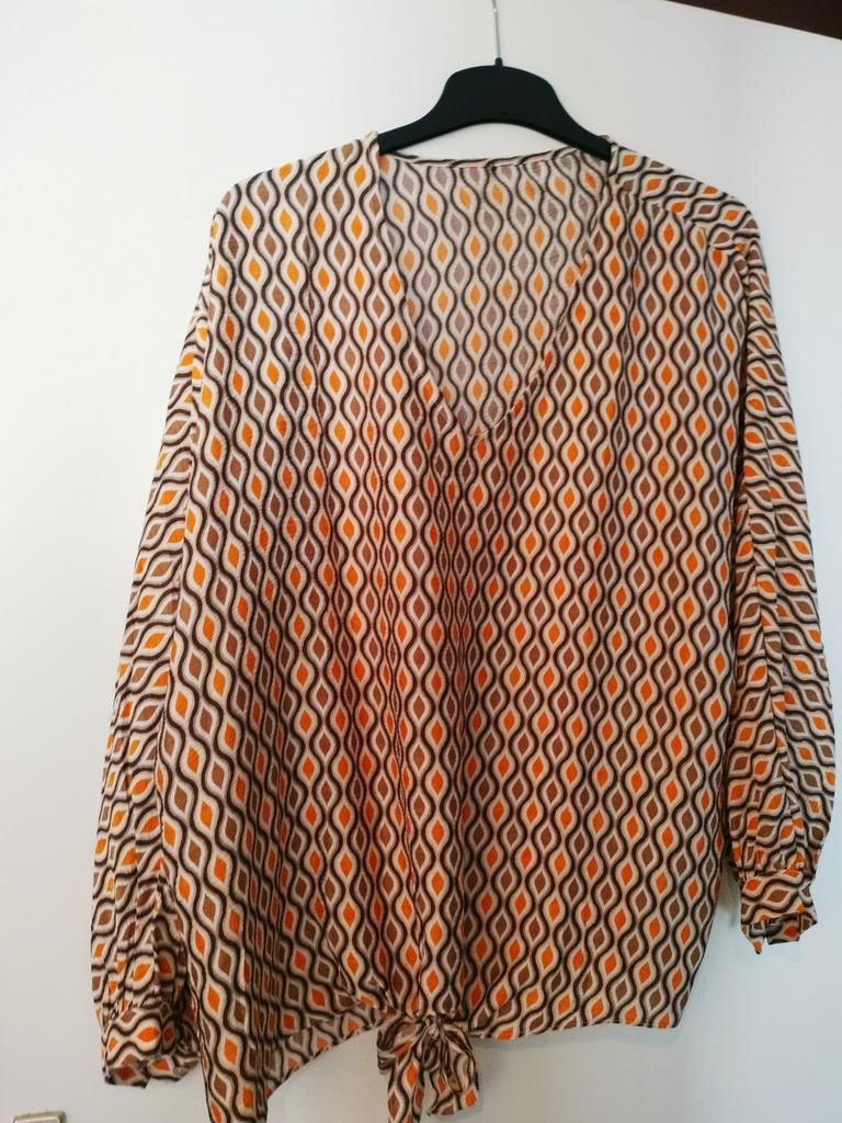 Norah blouse met print, maat 48, Maat 46/48 (XL) of groter, Oranje, Ophalen of Verzenden, Norah