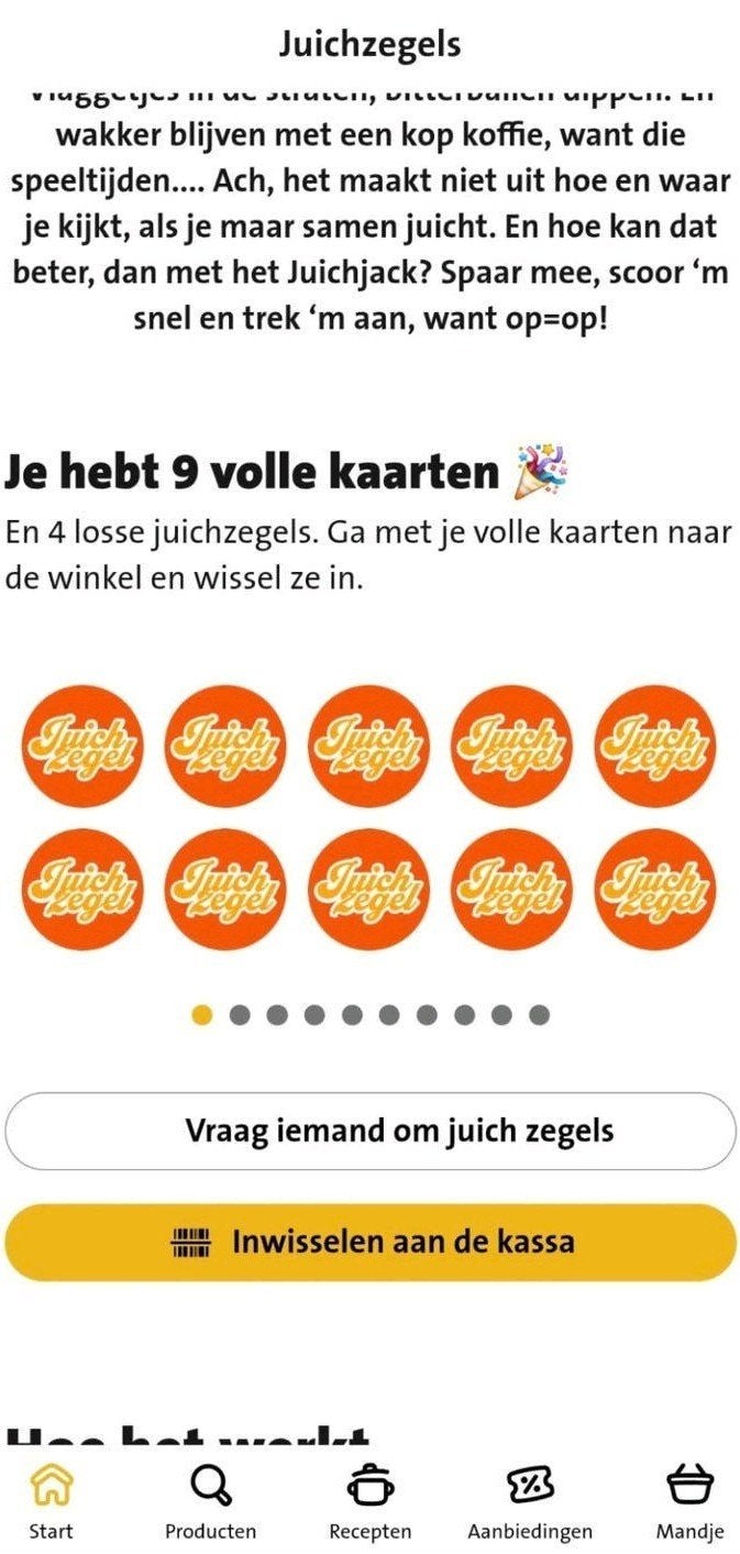 Juichzegels juichjack Jumbo 9 volle kaarten, Jumbo, Ophalen of Verzenden