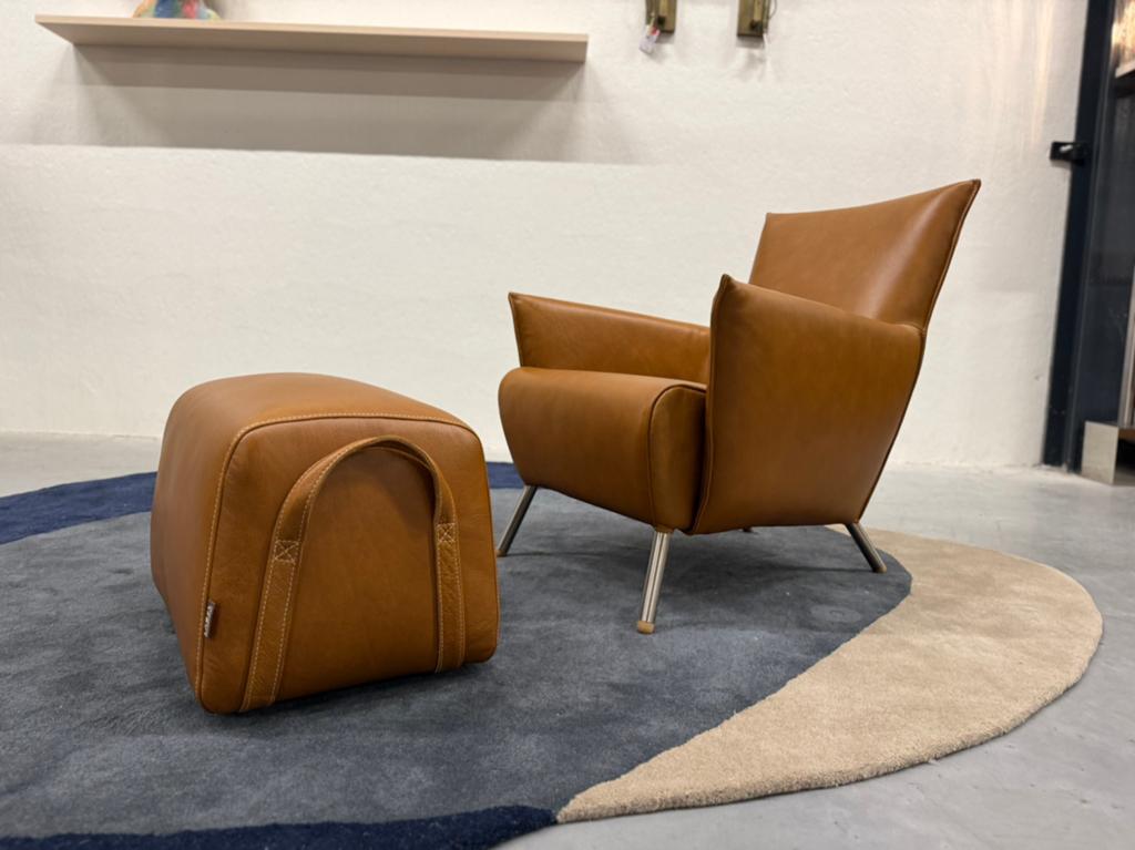 Nieuw Label van den Berg Cheo Fauteuil Novino leer Gin Poef, Nieuw, Ophalen of Verzenden, Label, 50 tot 75 cm