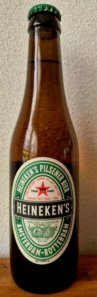 Fles HEINEKEN bier 33cl Amsterdam-Rotterdam SPECIALE FLES, Ophalen of Verzenden, Zo goed als nieuw, Flesje(s), Heineken