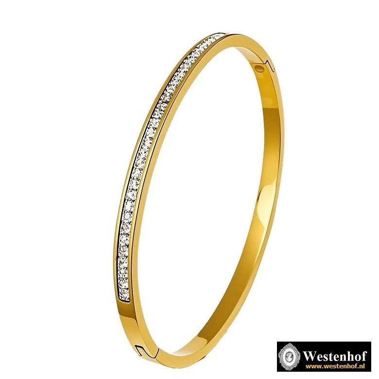 Dames armband goud bangle met kristal, Met kristal, Overige materialen, Verzenden, Nieuw