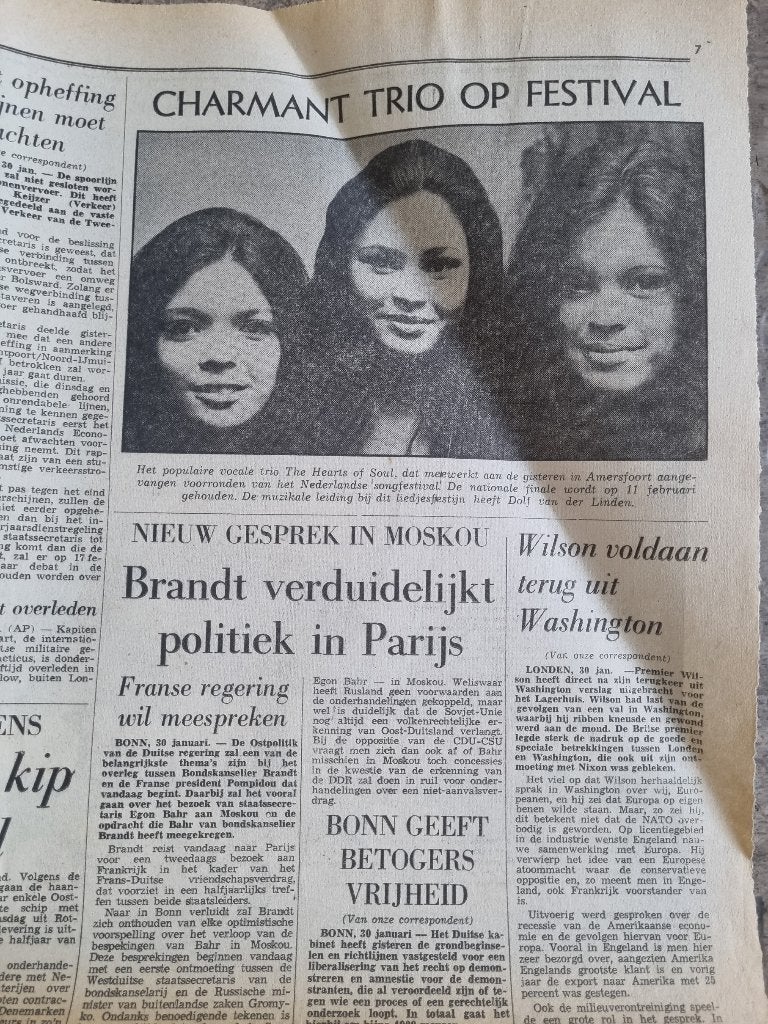 Hearts of Soul op het Nationaal Songfestival (1970), Ophalen of Verzenden, 1960 tot 1980, Knipsel(s)