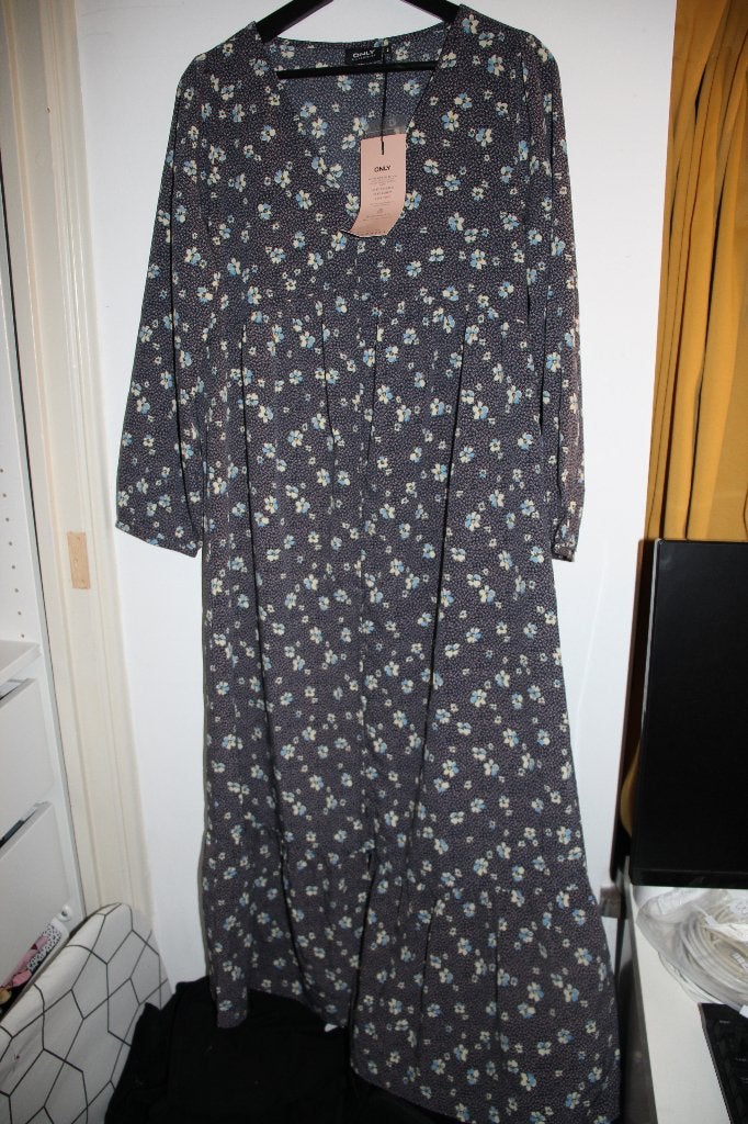Only maternity zwangerschap lange doorknoop jurk - blauw 36, Only, Blauw, Jurk, Nieuw