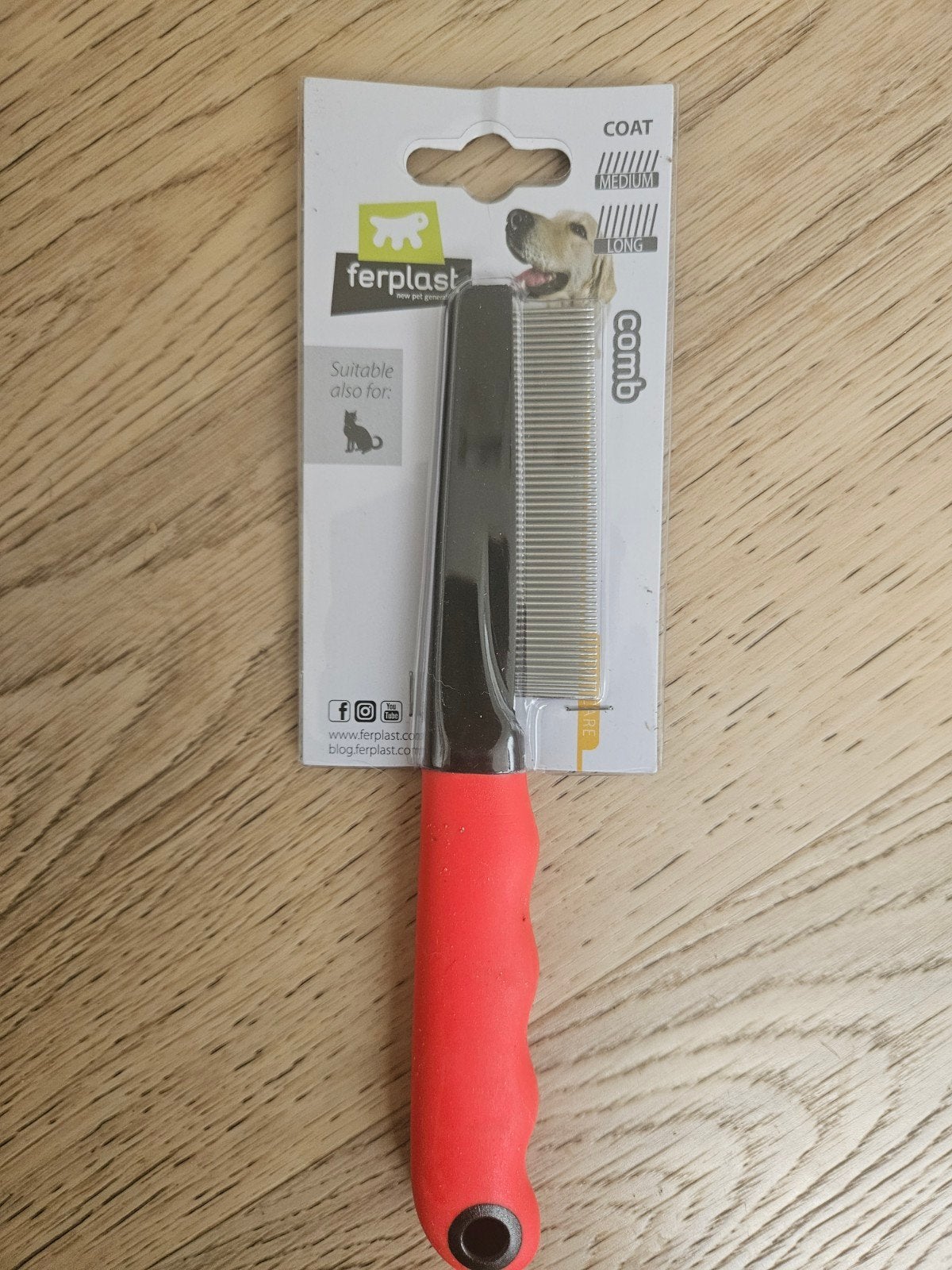 Ferplast kam, ook voor katten. Coat medium en long, Ophalen of Verzenden, Nieuw