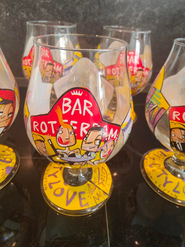 10 stuks  Lipton Ice Tea Design Glazen Bar Rotterdam Editie, Ophalen of Verzenden