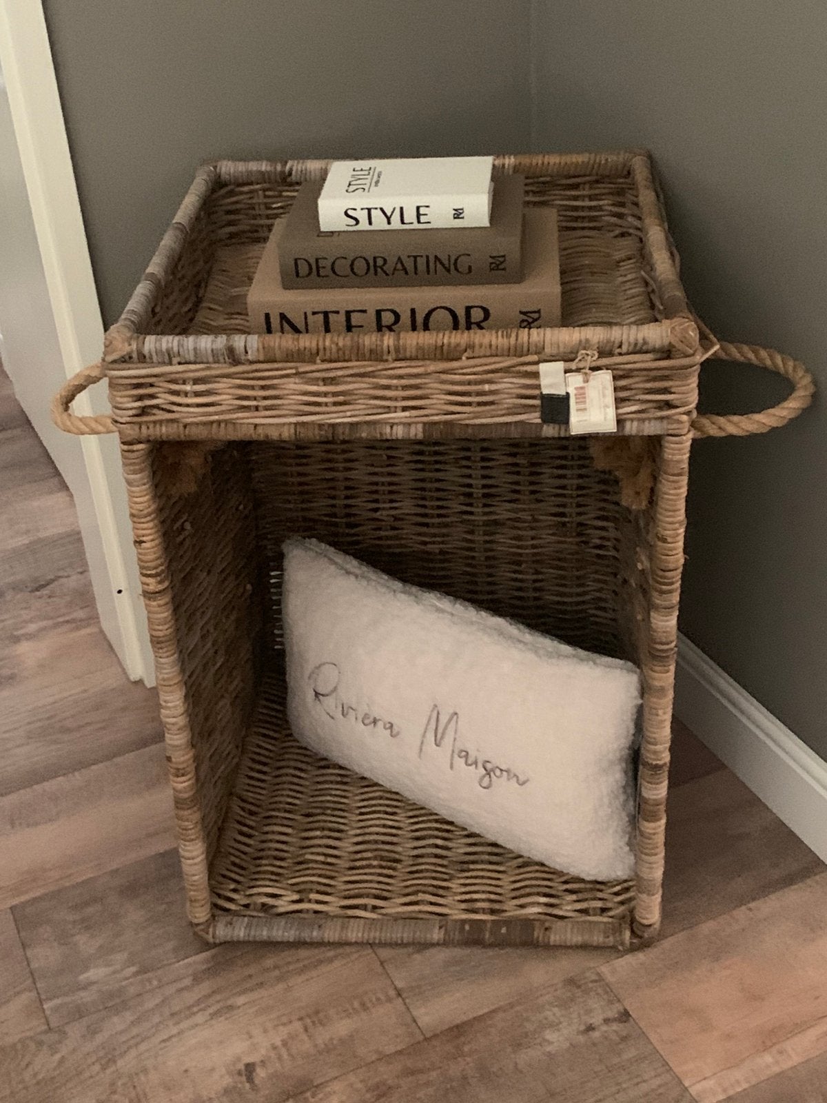 Rivièra Maison Rustic Rattan Fire Wood Basket, Ophalen of Verzenden, Zo goed als nieuw, 50 tot 100 cm, Minder dan 50 cm