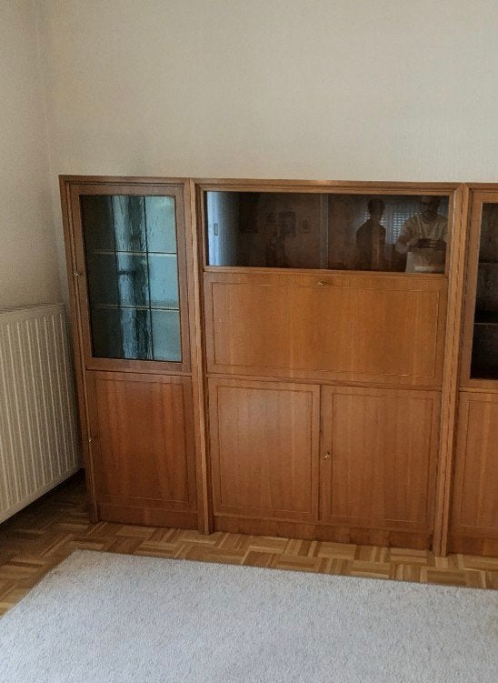 vintage vitrinekast drankkast secretaire, Gebruikt, Met deur(en), 150 tot 200 cm, 150 tot 200 cm