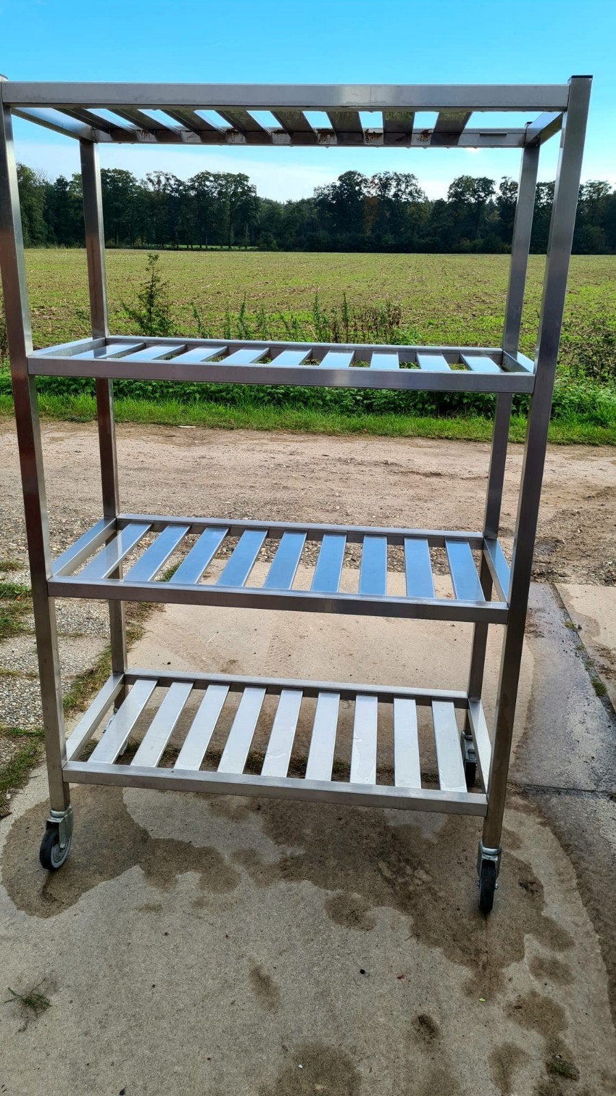 RVS verrijdbare stelling 1.9m hoog, 1.2m breed, 0.6m diep, Ophalen