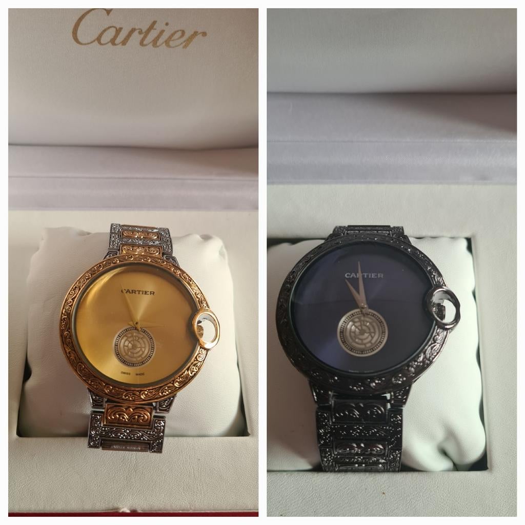 2 nieuwe Cartier horloges goudkleurig en zwart, Sieraden, Tassen en Uiterlijk, Horloges | Dames, Ophalen of Verzenden