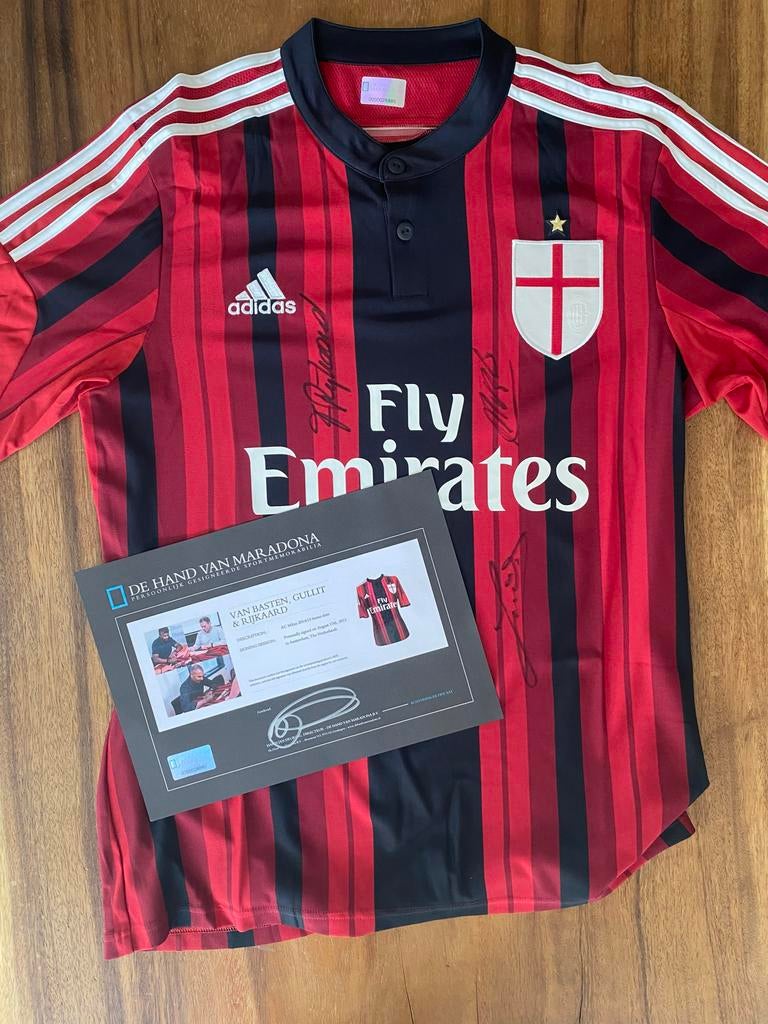 Gesigneerd AC Milaan shirt van Van Basten, Gullit, Rijkaard, Ophalen of Verzenden, Nieuw, Buitenlandse clubs, Shirt