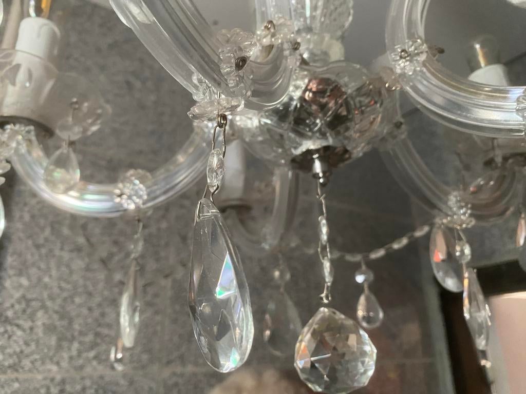 Elegante kroonluchter met 5 armen - 52cm diameter, Ophalen, Zo goed als nieuw, Glas