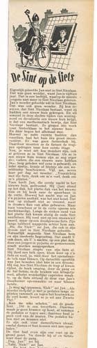 De Sint op de Fiets - Advertentie Herup - Pedalen - 1949, Ophalen of Verzenden, Gebruikt