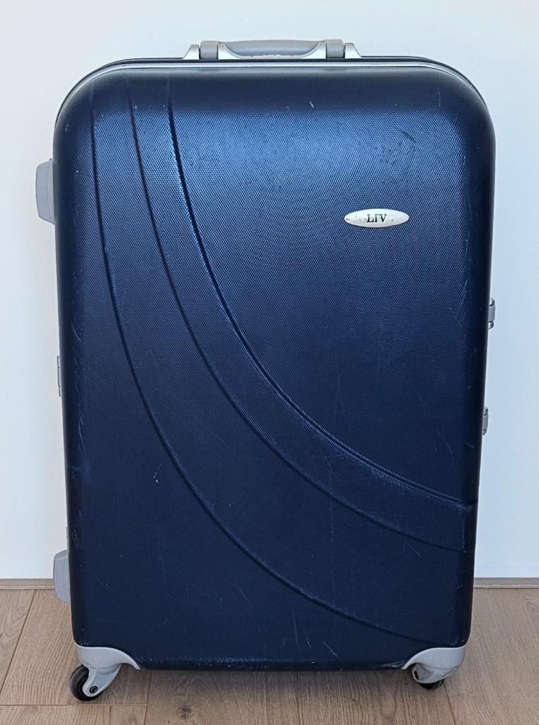 Grote blauwe koffer, Sieraden, Tassen en Uiterlijk, Koffers, Ophalen, Gebruikt, Hard kunststof, 70 cm of meer