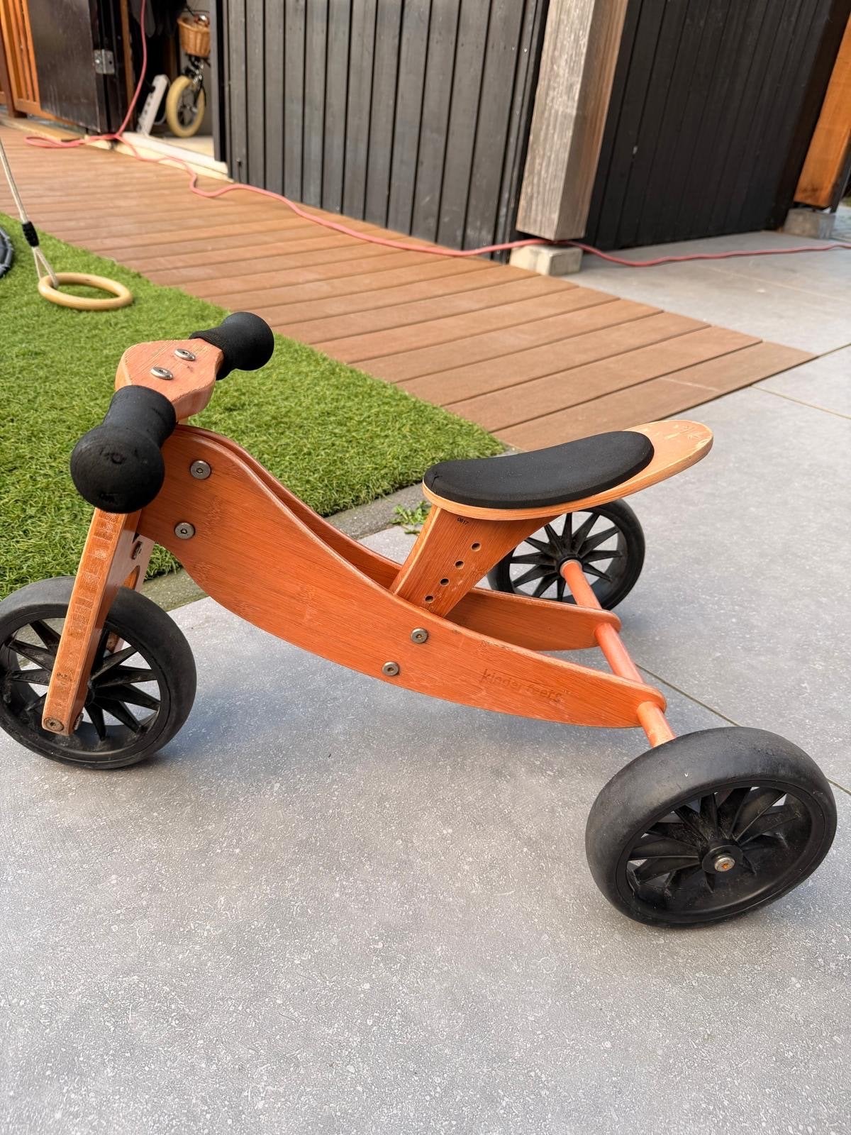 Kinderfeets Houten Loopfiets - Nieuwstaat, Ophalen of Verzenden, Zo goed als nieuw, Verstelbare zitting