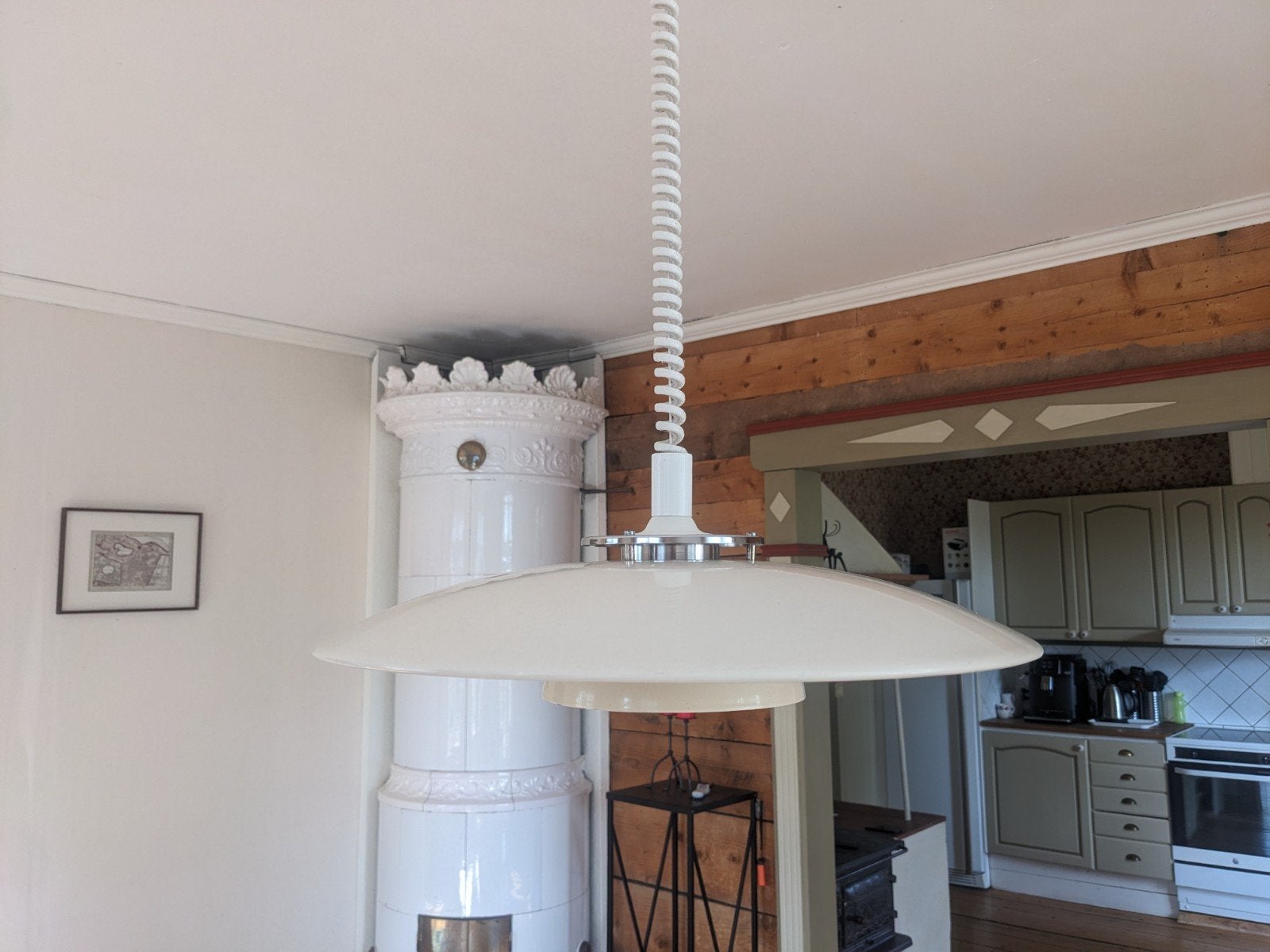 Vintage Belid T198 Verstelbare Pendellamp Jaren '80, Huis en Inrichting, Lampen | Hanglampen, Gebruikt, Metaal, E27 (groot), Vintage, Jaren '80