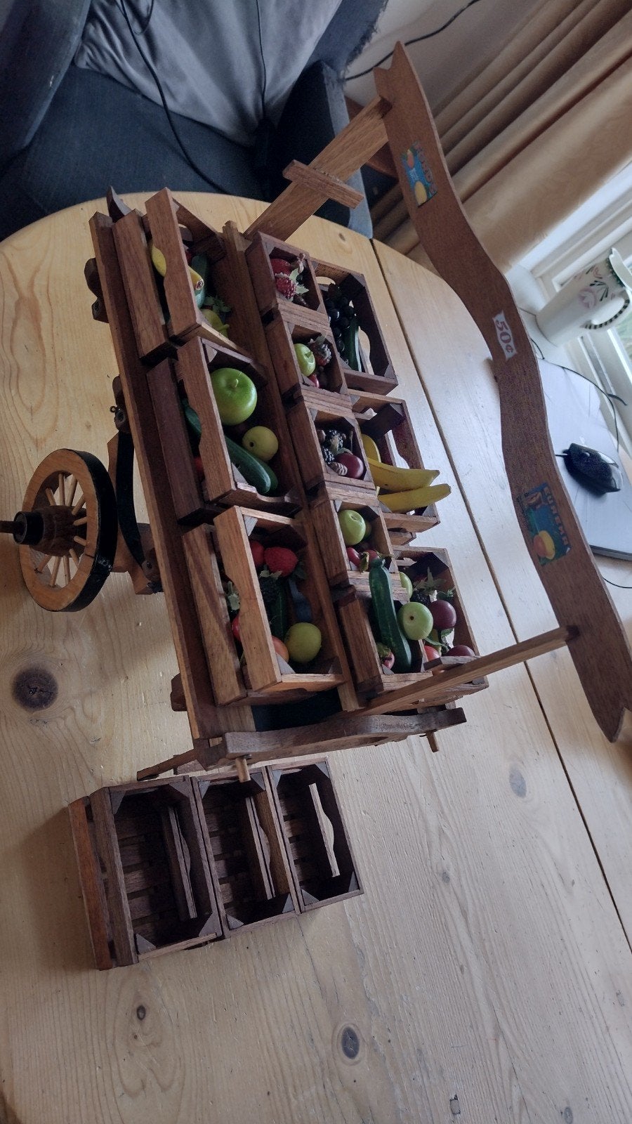 Decoratieve Groentekar met Miniatuur Fruit en Groente, Ophalen of Verzenden, Gebruikt