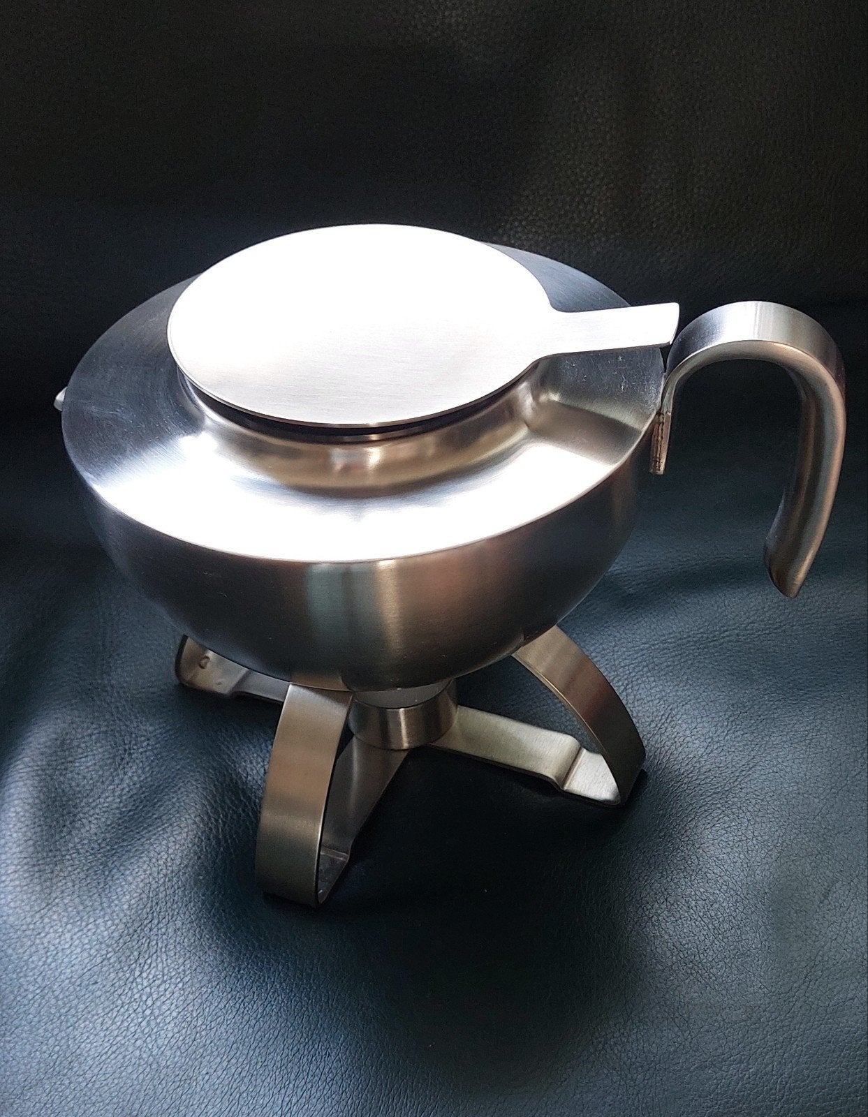 Auerhahn theepot met theelicht - RVS, Theepot/fluitketel, Gebruikt, Zilver, Ophalen of Verzenden