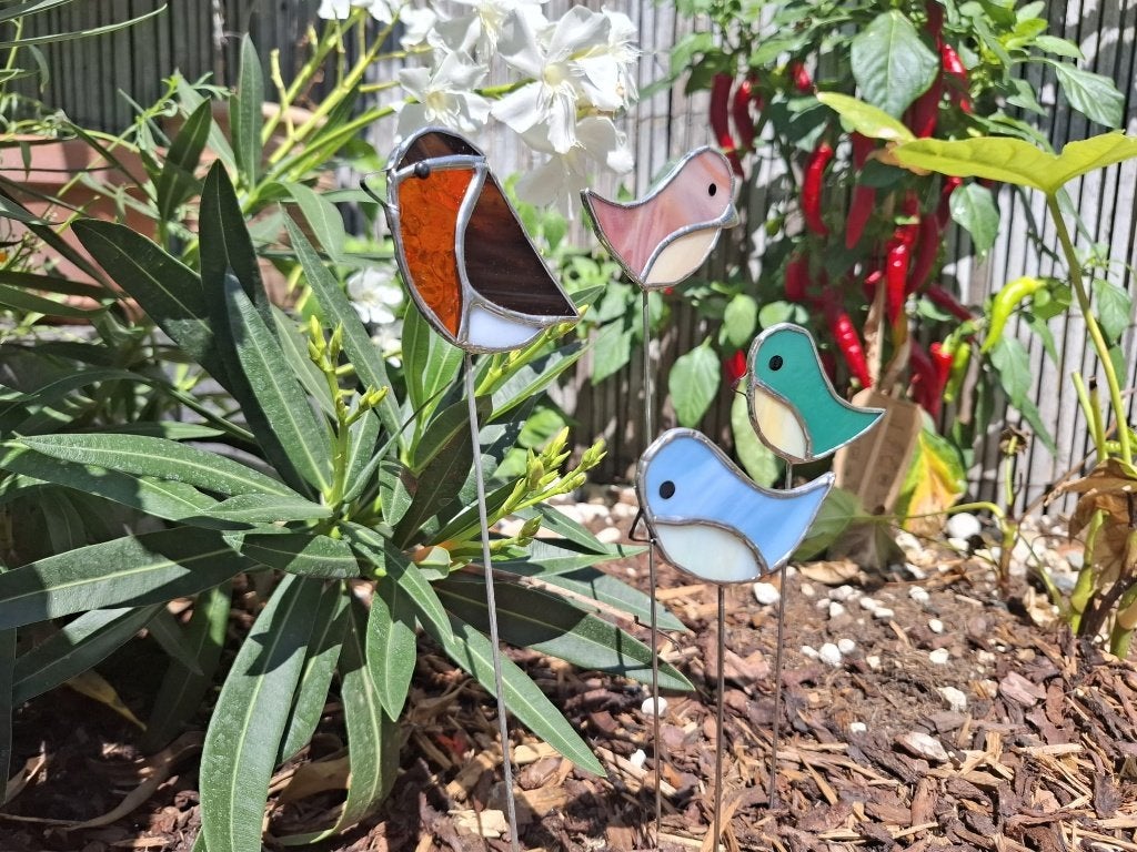 Glas in lood vogeltjes, Ophalen of Verzenden, Meerkleurig, Glas, Handgemaakt