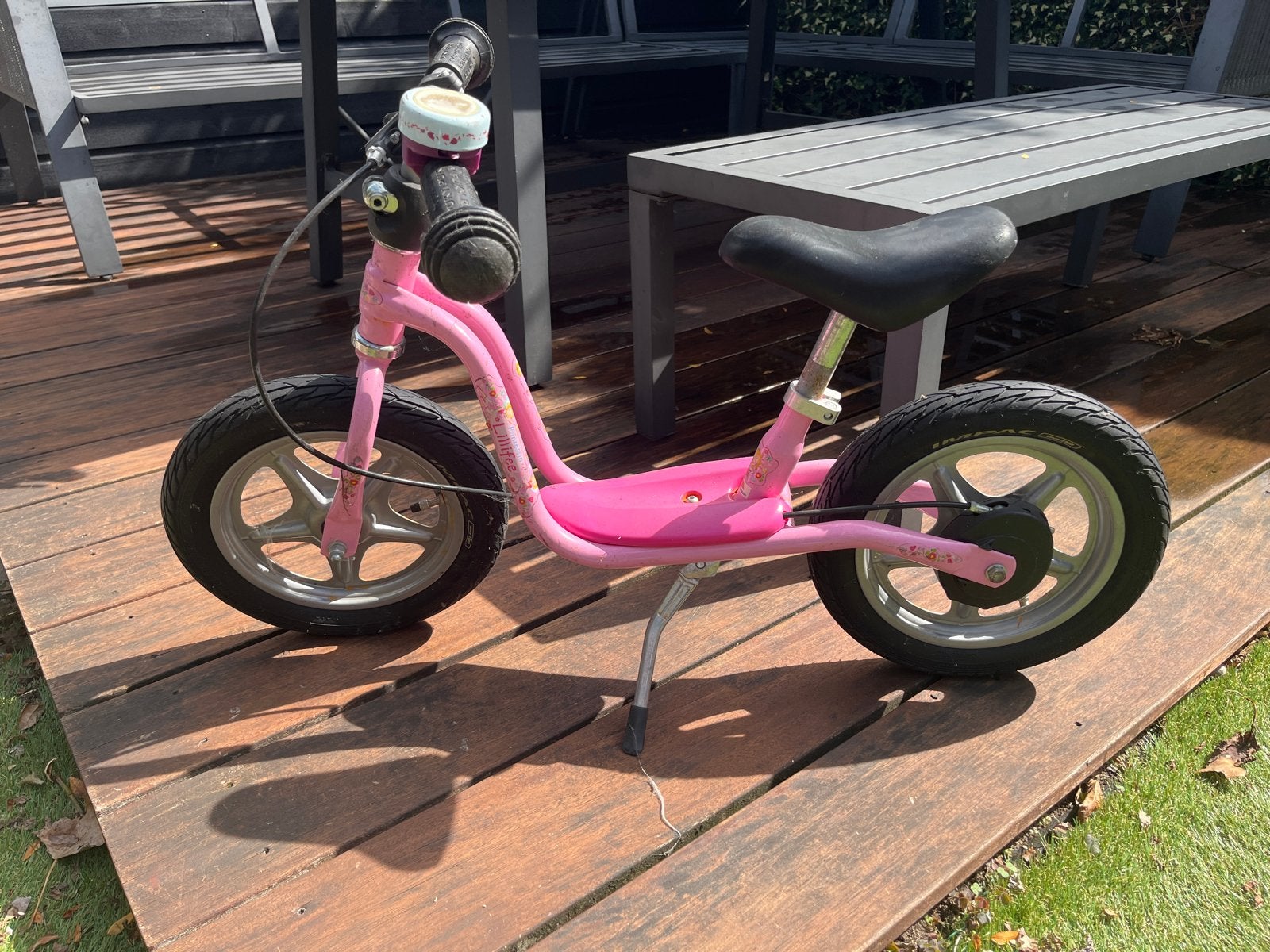 Roze Puky loopfiets - luchtbanden / Lillifee, Ophalen of Verzenden, Gebruikt, Terugtraprem, Minder dan 16 inch