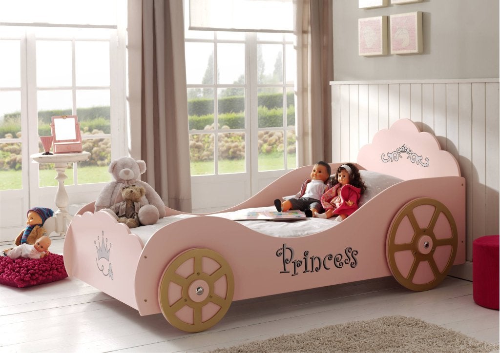 Princess Pinky autobed - 90x200 - Roze, Kinderen en Baby's, Kinderkamer | Bedden, Niet ingevuld, Niet ingevuld, Niet ingevuld