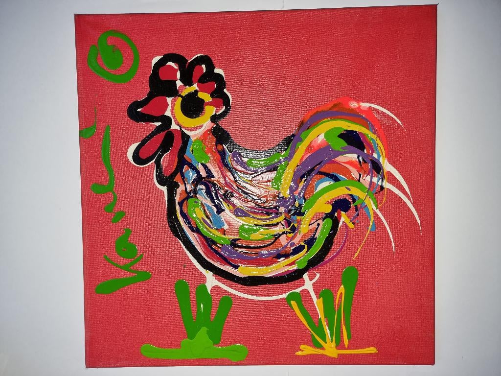 Origineel Jacob Kanbier Haantje op doek, Antiek en Kunst, Ophalen