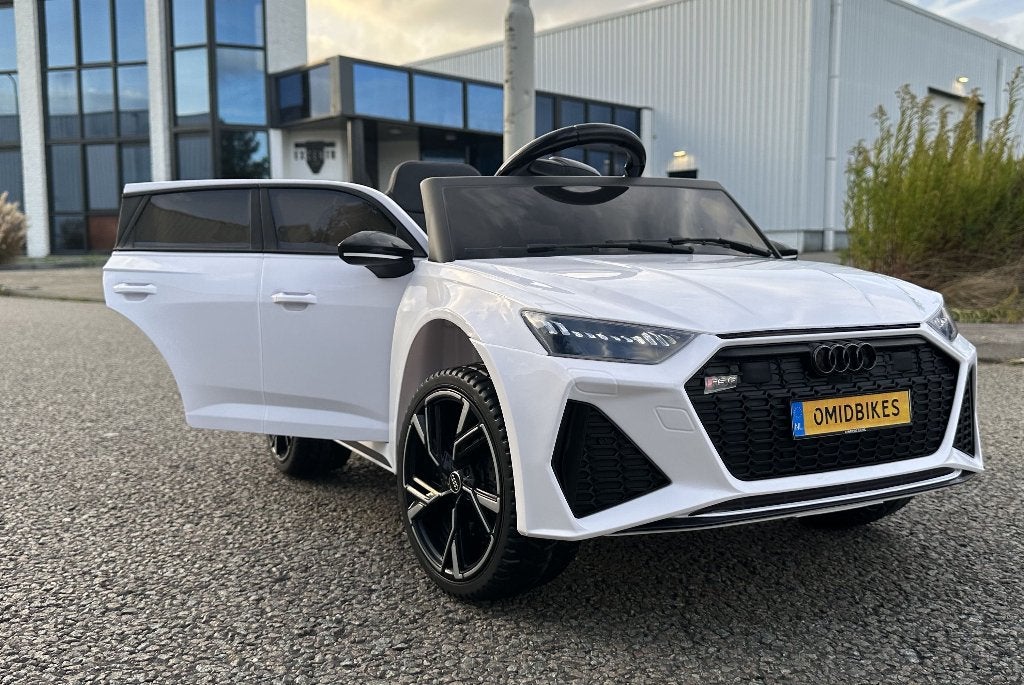 Kinder Auto Audi RS6 12v wit +RC / Leder / Rubberband NIEUW, Ophalen of Verzenden, Nieuw, Overige typen