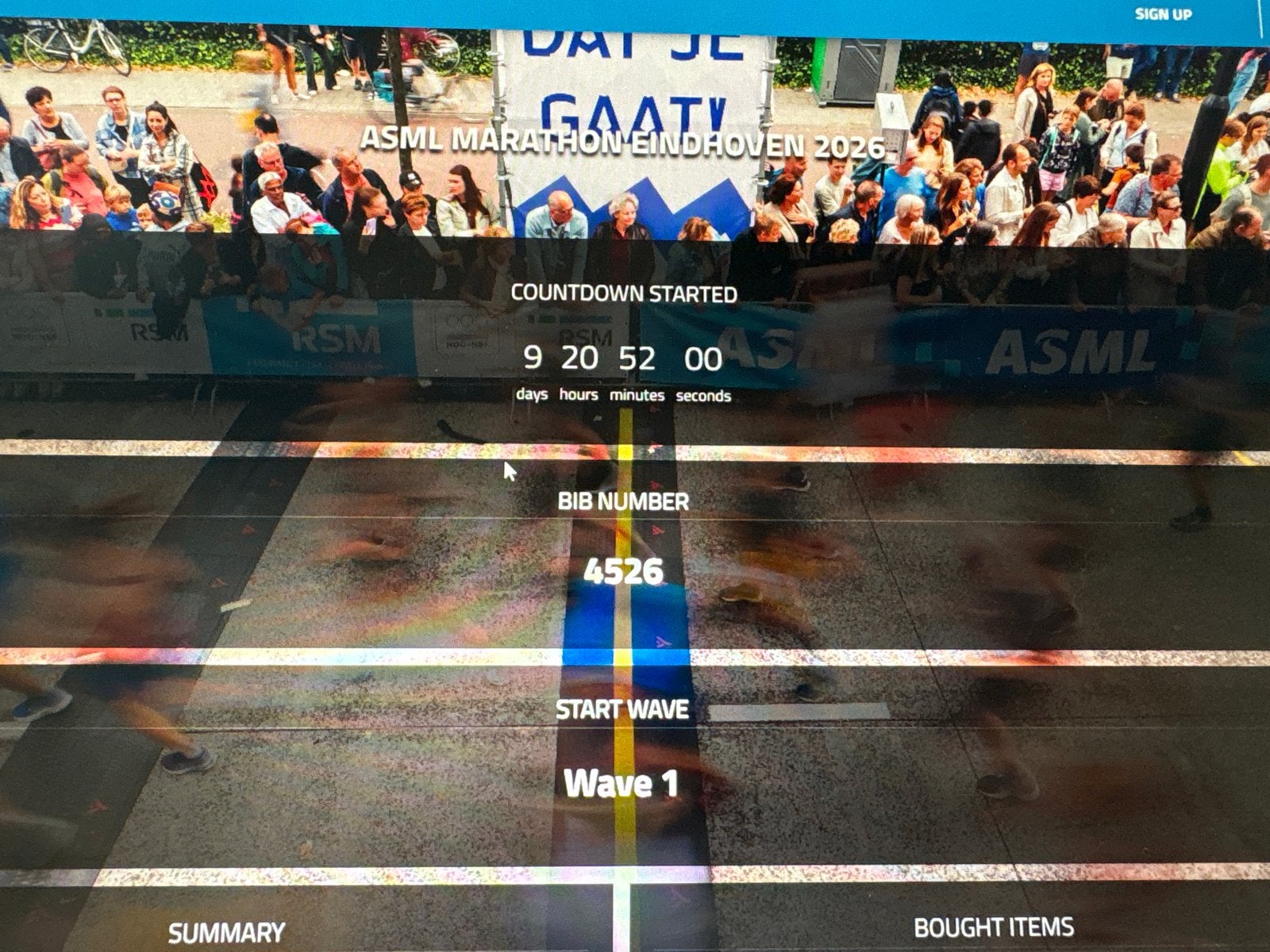 Marathon eindhoven startbewijs, Eén persoon