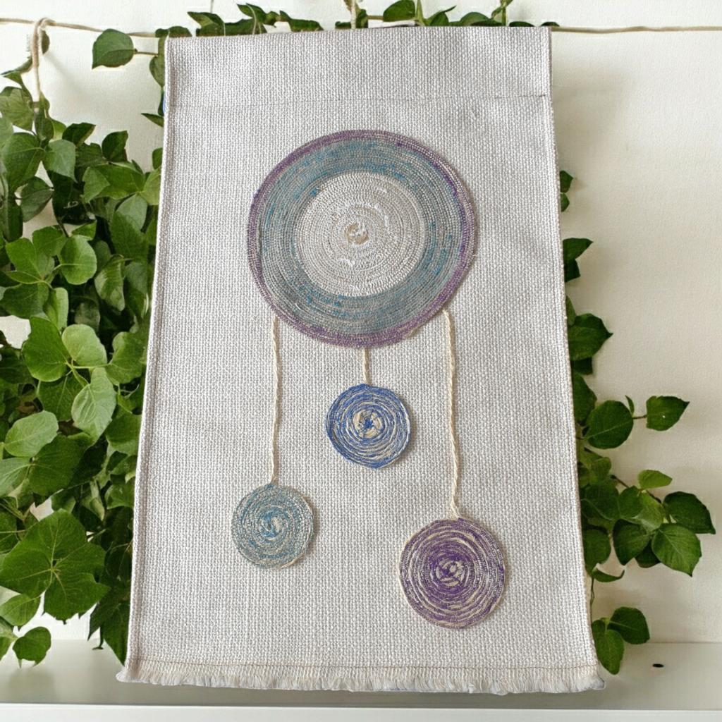 Handgemaakt wandkleed met cirkels van touw 64 x 40 cm Nieuw, -, -, Nieuw, Ophalen of Verzenden
