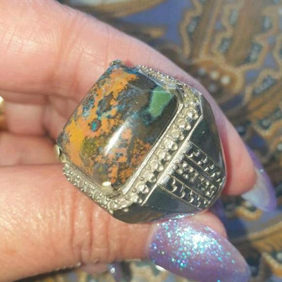 Ring maat 18,5 batu akik Garut jesper Indonesië, Sieraden, Tassen en Uiterlijk, Ringen, Ophalen of Verzenden, 18 tot 19, Dame of Heer