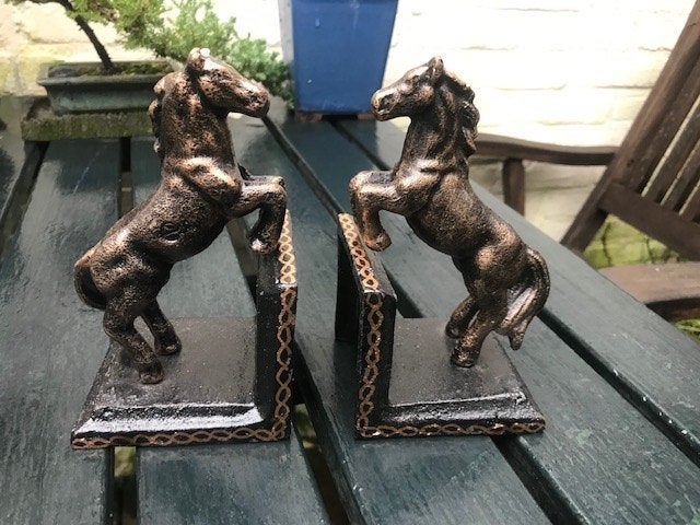 leuke gietijzeren boekensteunen, steigerende paarden, Ophalen of Verzenden