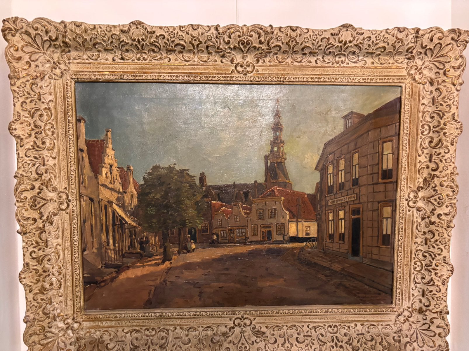 Gesigneerd Bern. A. van Beek – stadsgezicht Zierikzee, Ophalen, Bijzondere lijst, Olieverf, Stads- / dorpsgezicht
