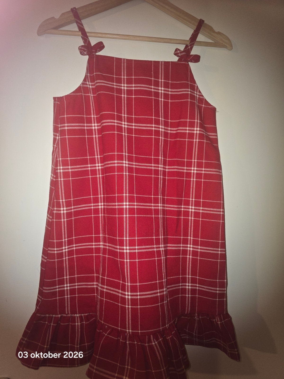 Rood geruite jurk met ruches van H&M, Ophalen of Verzenden, Zo goed als nieuw