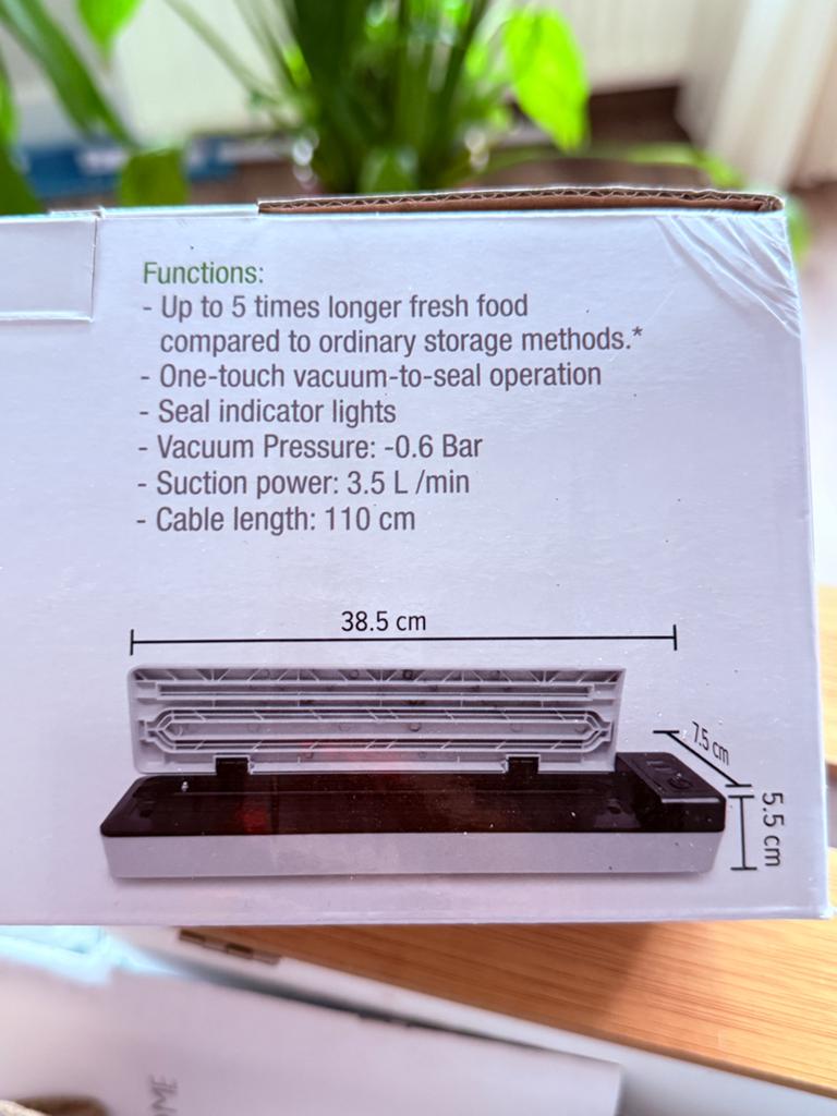 Nordic Home Culture Vacuümsealer met zakken, Ophalen, Zo goed als nieuw, Vaatwasserbestendig, 3 snelheden of meer