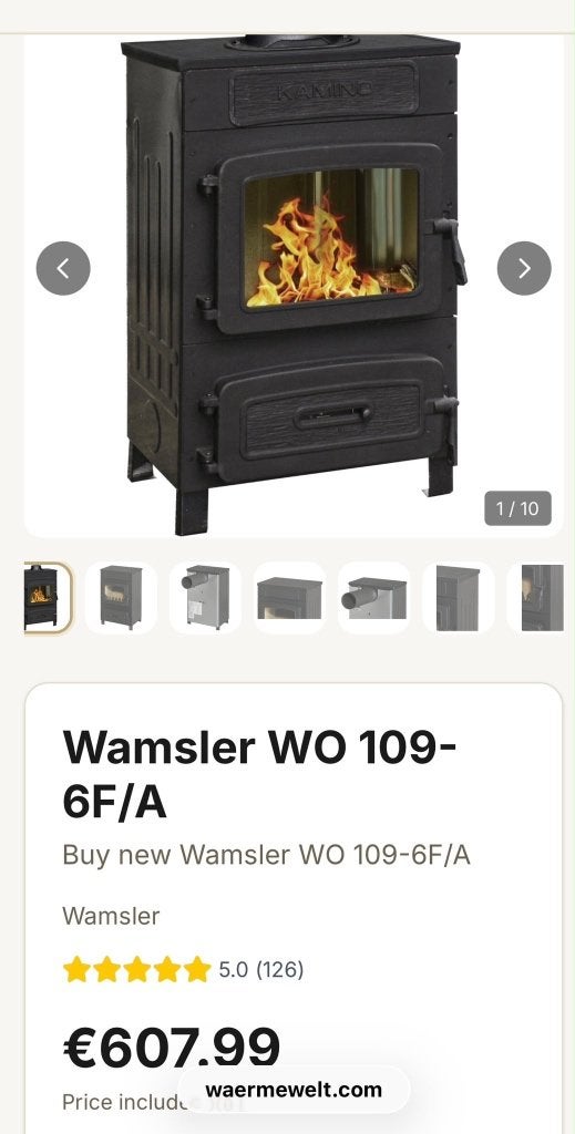 Hout kachel wamsler wo 109-6f/a, Ophalen, Gebruikt, Houtkachel, Vrijstaand
