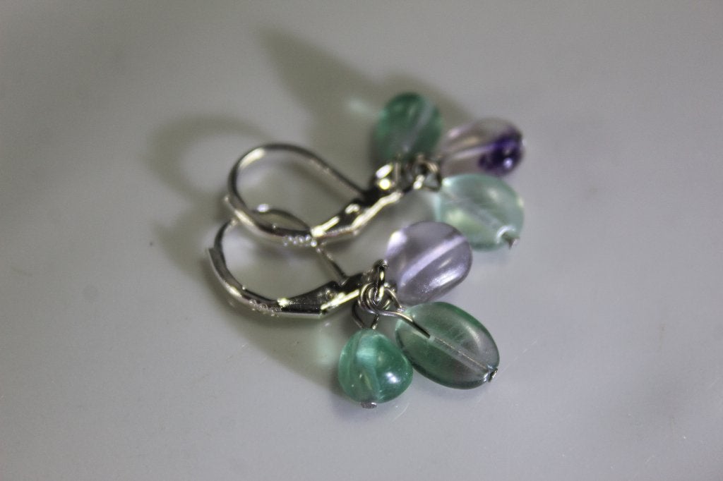 Fluoriet Edelsteen Oorbellen - Sieraden met steen, Sieraden, Tassen en Uiterlijk, Oorbellen, Nieuw, Hangers, Zilver, Overige kleuren