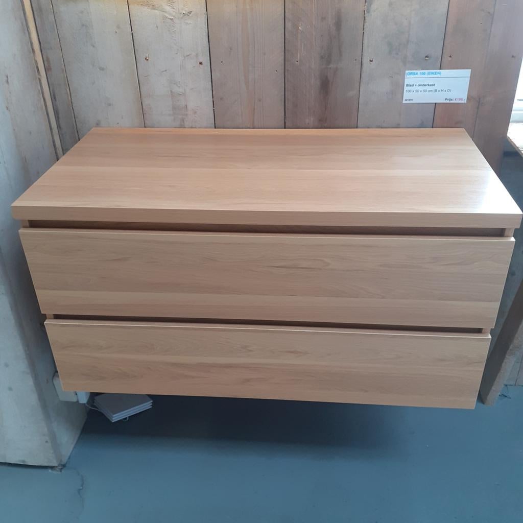 LAAGSTE PRIJS! Badmeubel, eiken, onderkast + blad, Orsa 100, Ophalen of Verzenden, Nieuw