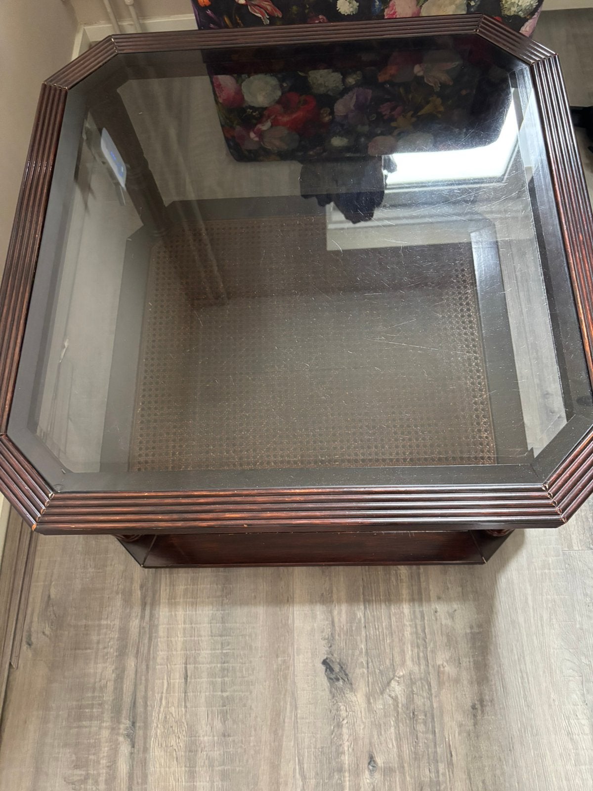 Salontafel met glasplaat, Ophalen, Gebruikt, 100 tot 150 cm, 50 tot 100 cm