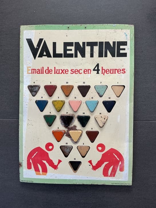 Vintage reclamebord Valentine "Email de luxe sec en 4 heures, Ophalen of Verzenden